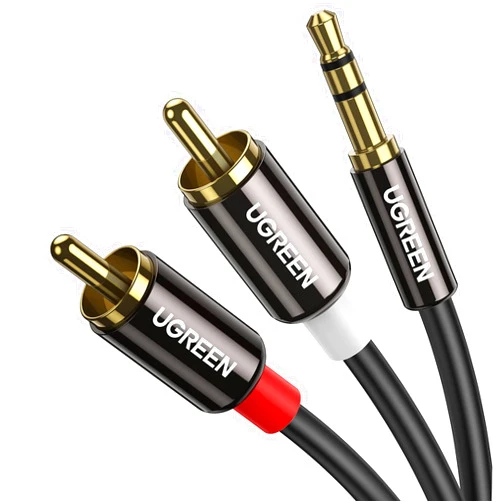 UGREEN 3.5mm to RCA Cable, 3.3FT RCA Male to Aux Audio Adapter HiFi Sound Headphone Jack Adapter Metal Shell RCA Y Splitter RCA Auxiliary Cord 1/8 to RCA Connector for Phone Speaker MP3 Tablet HDTV