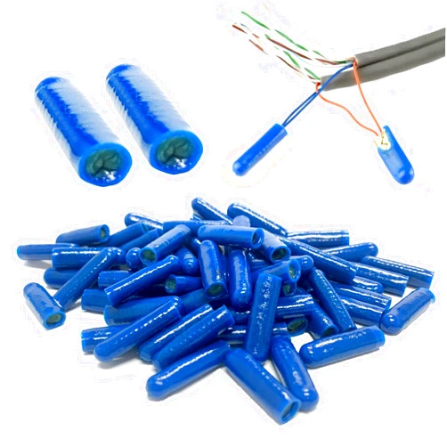 UISKEDS B Type Gel Filled Wire Connectors - Silicone Telephone Alarm Wire Crimp Bean Splice for Low Voltage Application, Blue (100 Pcs)
