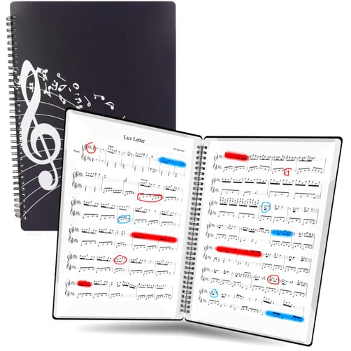 Uineeoor Sheet Music Folder, Premium Double Side Writable Spiral Binder Organizer, Fits Letter Size (8.5 x 11 inches), 20 Sleeves Display 40 Pages Music File Folder