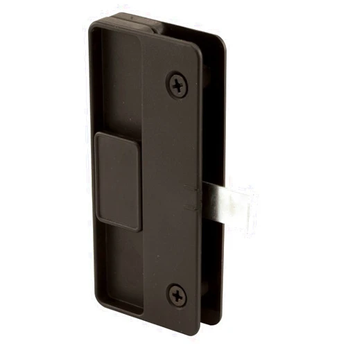 Prime-Line A 177 Sliding Screen Door Latch and Pull, 3 in. Hole Center, Black Plastic with Steel Latch, Mortise Install (Single Pack)