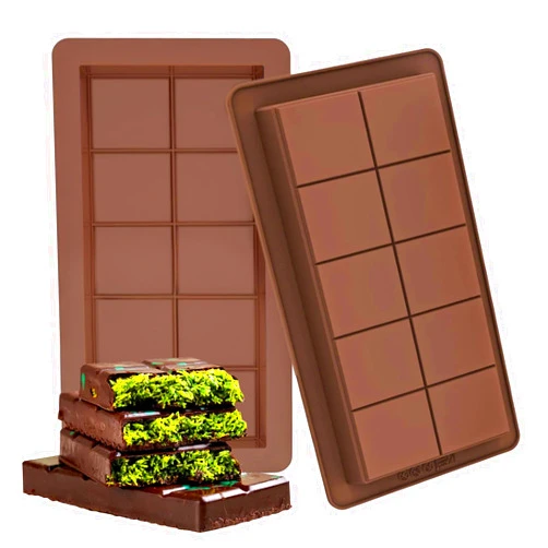 XIZIX Chocolate Bar Mold 2 Pack, Non-Stick Deep Dubai Chocolate Bar Mold Large Thick Chocolate Molds Silicone Candy Bar Mold for Baking