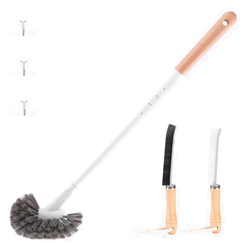 SAYAPE Curved Toilet Bowl Brush and Crevice Cleaning Brushes Set, Bathroom Cleaning Scrub Brush with Long Handle, Toilet Scrubber Brush with Small Gap Brushes Kit for Household Deep Cleaning (3 PCS)