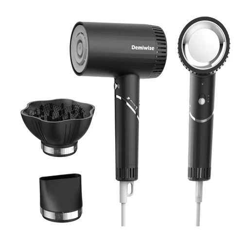 Demiwise 110000 RPM High-Speed Hair Dryer for Curly Hair, 1400W Low Noise Iconic Dryer with Diffuser and Nozzle - Quick Drying, Negative Ion Technology, Ideal Gift