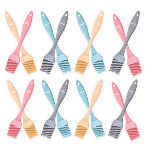 SEOMINSOO 16 Pcs Silicone Basting Pastry Brush - Cooking Brush for Oil Sauce Butter Marinades, Food Brushes for BBQ Grill Kitchen Baking, Baster Brushes Baste Pastries Cakes Meat Desserts