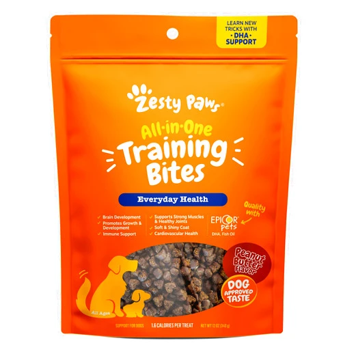 Zesty Paws Training Treats - Support Joint, Muscle, Immune Health - Fish Oil Omega 3 Fatty Acids - PB Flavor - 12oz
