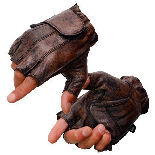 Milwaukee Leather MG7561 Men's Premium Brown Leather Gel Padded Palm Fingerless Motorcycle Hand Gloves