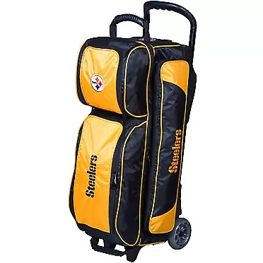 KR Strikeforce Strikeforce Bowling NFL Three Ball Bowling Roller Bag with Ball, Shoe and Accessory Pockets Pittsburgh Steelers