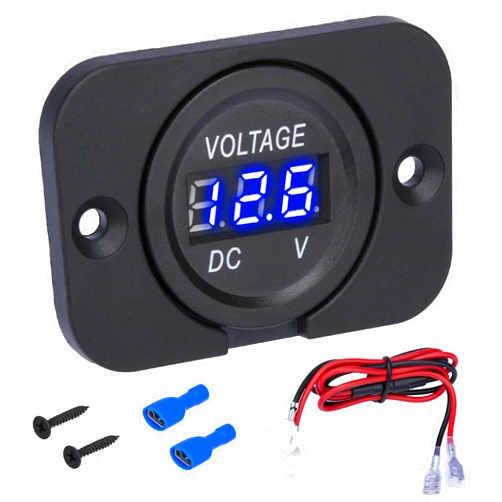 Ecocstm Car Battery Voltage Meter, Waterproof DC 12V 24V Digital Volt Meter, 12v Battery Monitor with LED Digital Display, Round Voltage Gauge for Car Truck RV ATV Boat Marine (Blue Light)