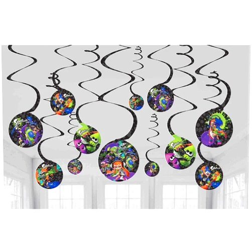 amscan Splatoon Hanging Swirl Decorations Value Pack- 12 pcs.