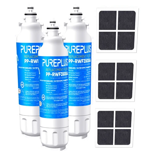PUREPLUS Replacement for ADQ73613401, LG® LT800P®, LT800PC, ADQ736134, ADQ73613402, LSXS26326S, LSXS26366S, LSXS26366D, LMXC23746S, 46-9490, Refrigerator Water Filter and LT120F® Air Filter, 3 Combo
