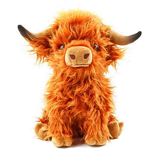 Toaje Highland Cows Stuffed Animal Realistic Scottish Cow Plush Toy Soft Farm Animal Cattle Plushie Doll Present for Adults Kids Boys Girls (Brown Cow, 10.8 Inch)
