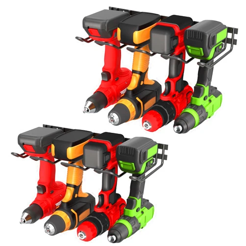 ZEAKOC Drill Holder, Power Tool Organizer, 80lb Heavy Duty Bearing Drill Rack Wall Mount, 4 Metal Thickened Holder, Utility Storage Rack, Separate Rack Christmas Gift for Men (2 Pack)
