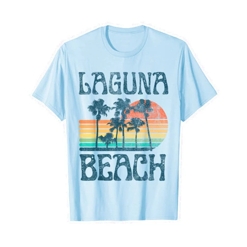 Laguna Beach California Palm Trees Ocean Retro Laguna California Beach Summer Vacation Vintage T-Shirt