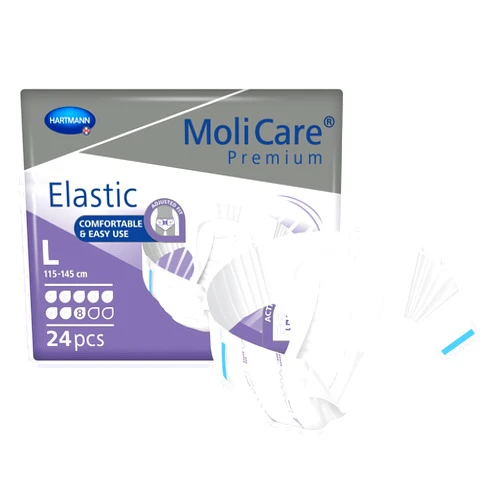 HARTMANN H MoliCare Premium Incontinence Brief, 8D - Heavy Absorbency Adult Diaper with Refastenable Tabs - Unisex, Size Large, 24 Count, 1 Pack