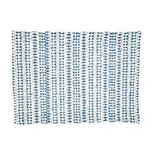 212 Main 14 x 20 in. Woven Line Oblong Placemats, Black - Set of 4