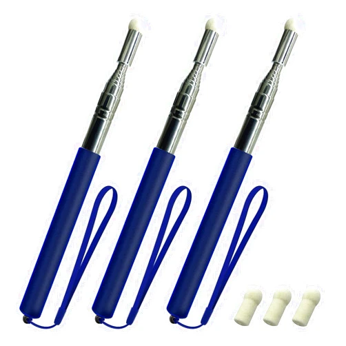 OTXEER Pointer for Classroom, Set of 3 - Telescoping Teachers Pointer Stick Stainless Steel Retractable Pointer with Felt Tip for Classroom Whiteboard Handheld Presenter 39.4 inch (Blue)