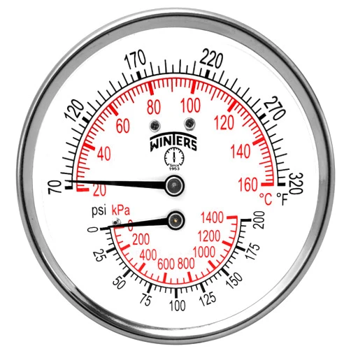 Winters Instruments Winters TTD Series Steel Dual Scale Tridicator Thermometer with 2