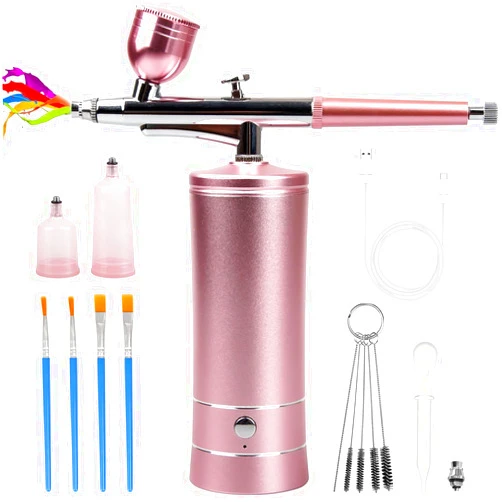 Rhinowisdom Airbrush-Kit Rechargeable Cordless Airbrush Compressor -Auto Handheld Airbrush Gun, Airbrush Set Portable Wireless Air Brush for Barber, Nail Art, Cake Decor, Makeup, Model Painting