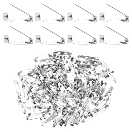 Aeaocvo 100 Pcs Locking Pin Backs, Backs Safety Clasp Brooch, DIY Brooch Pins, Pin for Crafts, Bar Jewelry Pins, Silver Brooch Clasp for Name Tags Jewelry Making and DIY Crafts