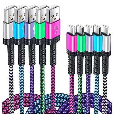 Niniber 5PACK USB C Charger Fast Charging C Cable Android Charger Type C Power Cord 6FT/2.4A Phone Charging Cable for Samsung Galaxy S21 Ultra 5G,S20 FE/Note 21/20 Ultra A12 A21 A51 S10 iPad Pro Moto G Power
