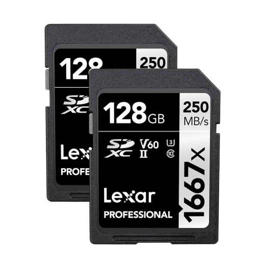 Lexar 128GB (2-Pack) Professional 1667x SDXC Memory Cards, UHS-II, C10, U3, V60, Full-HD & 4K Video, Up To 250MB/s Read, for Professional Photographer, Videographer, Enthusiast (LSD128CBNA16672)