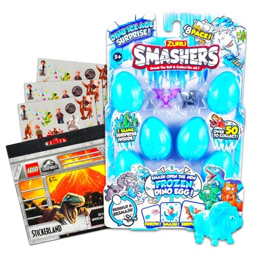 Jurassic Zuru Smashers Dino Egg Series 3 Toys Set ~ 8 Pack Dinosaur Egg Surprise Toys with Bonus Stickers (Dinosaur Party Favors, Party Supplies Bundle)