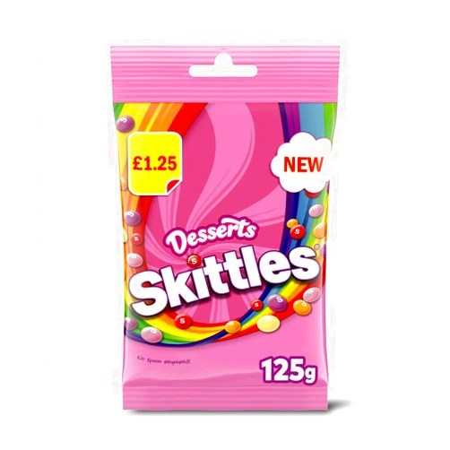 Skittles Vegan Sweets Dessert Flavoured Treat Bag 125g (Box of 12)
