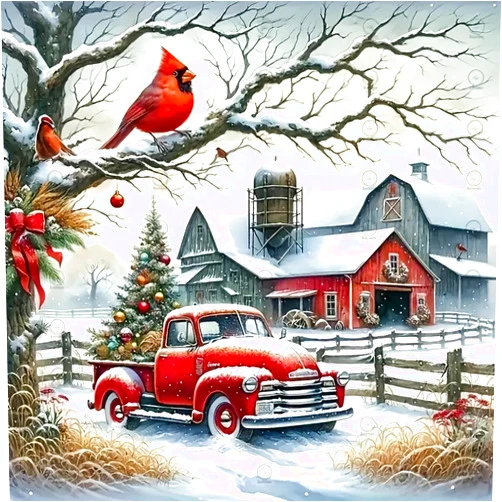STGLCR Christmas Diamond Painting Kits for Adults, 5D DIY Cardinal Diamond Art Kits for Beginners, Full Drill Red Truck Diamond Painting Kits for Home Wall Decor 12x12 Inch