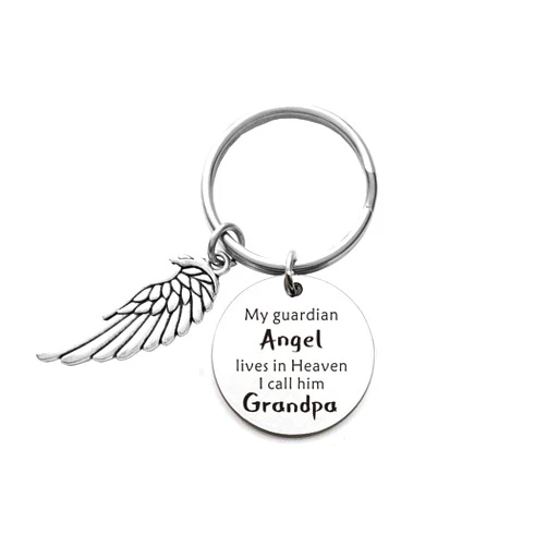 Liduola Grandpa Memorial Keychain - My Guardian Angel Lives in Heaven I Call Him Grandpa - Grandpa Memorial Gift in Memory of Grandfather Cremation Remembrance Gifts