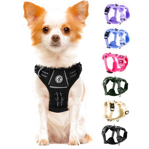 Dosuyi Dog Harness Small Sized Dog, No Pull Pet Harness with 2 Leash Clips, Adjustable Soft Padded Dog Vest Harnesses, Reflective No-Choke Pet Oxford Vest