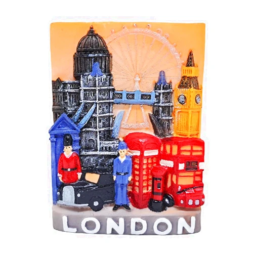 WitnyStore Tiny Landmarks of London Sunset Sky Background England Western Europe Tourist Attractions Resin Refrigerator Magnet Traveler Souvenir Gift Memento 3D Fridge Magnets