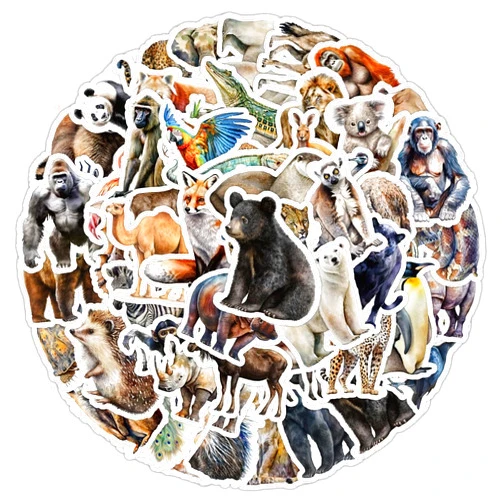 Ratgoo Various Animals(Gorilla Lion Hedgehog) Stickers for Boys Girls Kids |50 Pcs| Cute Waterproof Vinyl Stickers for Water Bottles Laptop Flasks Computer Car Bike Cup,Cartoon Deacls Pack(Animals-50pcs)