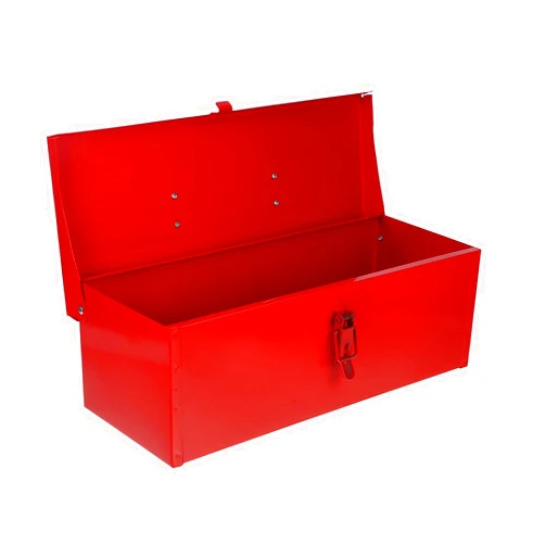 Angoily Metal Tool Chest, Metal Tool Box, Steel Tool Organizer Box, Portable Tool Storage Box with Metal Latch Closure and Removable Storage Tray, Portable Red Tool Chest
