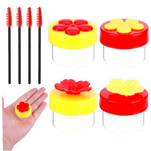 Prasacco 4 Pack Handheld Hummingbird Feeders Small Hummingbird Hand Feeder with 4 Cleaning Brush Mini Flower Hummingbird Feeder Window Hummingbird Feeder Wild Bird Feeders for Outdoor Supplies