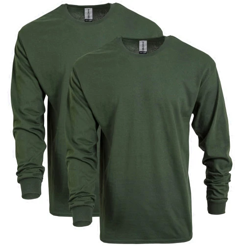 Gildan Adult Heavy Cotton Long Sleeve T-Shirt, Style G5400, 2-Pack