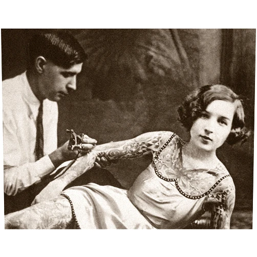 Lone Star Art Tattoo Decor - Quirky Tattooed Lady Bizarre Strange Weird Vintage Photo - 11x14 Unframed Art Print - Perfect Tattoo Shop Decor, Tattoo Artist Gifts, Tattoo Sign and Decorations for Parlor