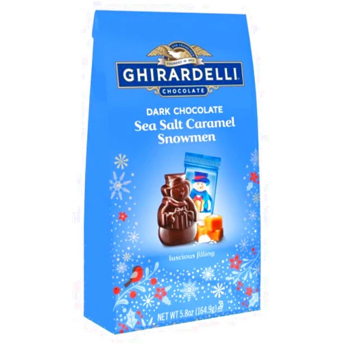 GHIRARDELLI Dark Chocolate Sea Salt Caramel Snowmen, 5.8 oz Bag