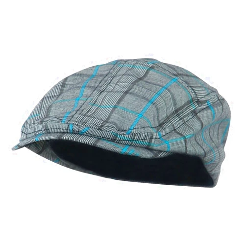 Mega Cap INC Ivy /Flat /Scally / Driving Caps (Blue Plaid, Size Medium) - 3373