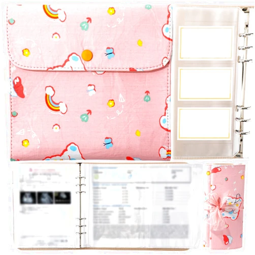 Marspark Baby Document Organizer and Briefcase A4 A5 Baby File Organizer 40 Pages Newborn Keepsake with Zipper Bag Soft Fabric Documents Folder for Newborns Pregnancy Expectant Parents (Pink Bear)