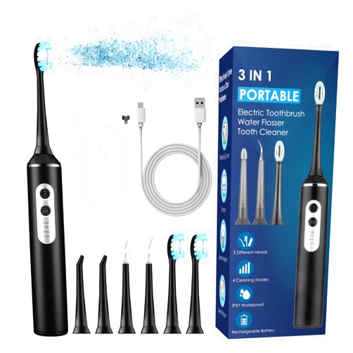 Simnoble Electric Toothbrush with Water Flosser Combo, 3 in 1 Ultrasonic Toothbrush & Dental Oral Irrigator & Tooth Cleaner with 4 Modes, One Switch from Sonic Brushing to Water Flossing for Home Travel