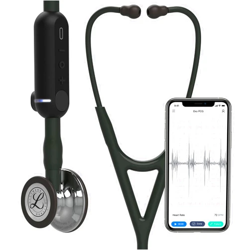Littmann 3M Littmann CORE Digital Stethoscope, 8890, Mirror Chestpiece, Black Tube, Stem and Headset, 27 inch Black Tube, Black Stem Mirror Chestpiece