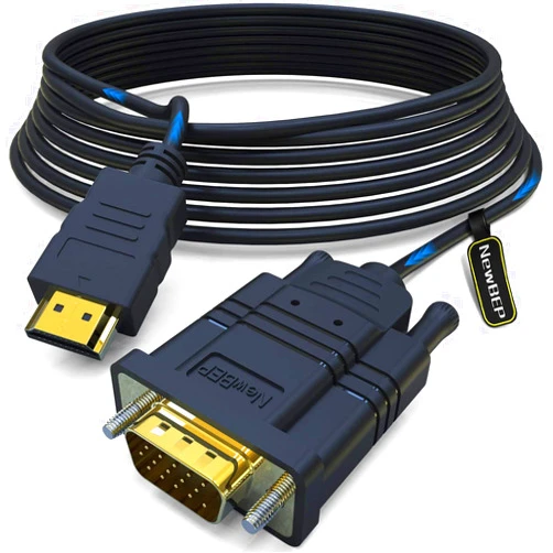 NewBEP HDMI to VGA Cable, 10Ft/3M HDMI Male to VGA Male Adapter Gold-Plated 1080P Active Video Converter Cord Support Notebook PC DVD Player Laptop TV Projector Monitor Etc