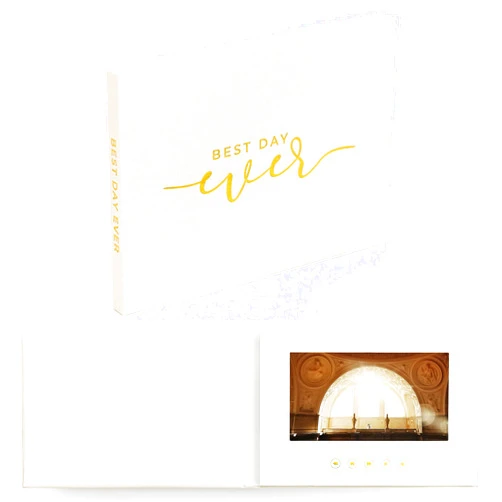 The Motion Books (BEST DAY EVER | Luxury Linen Bound Wedding Video Book | Wedding Video Album | Up to 3 hours of video, 7” IPS Display, 4GB of memory & Rechargeable Battery