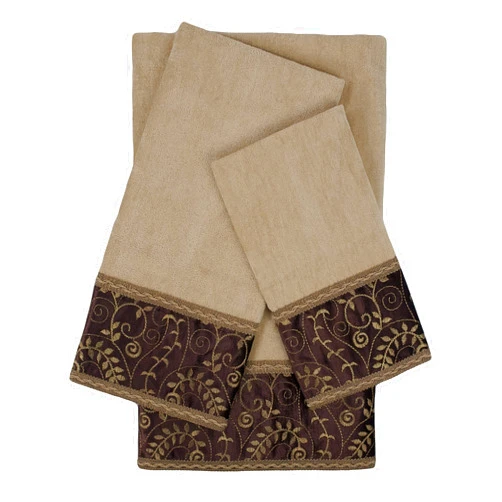 Sherry Kline Luxuriant Taupe 3-Piece Embellished Towel Set
