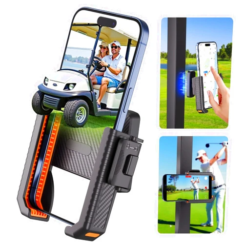 Aourxiv Magnetic Golf Cart Phone Holder, Powerful N52 Magnet Base, Fits EZGO, Club Car, Yamaha, Icon, Compatible with iPhone, Samsung, Xiaomi and All 4.5-7