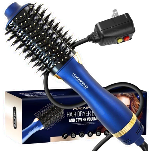 Magnifeko Round Hair Dryer Brush - Hot Air Blow Dryer Brush for Women for Hair Drying, Styling and Volumizing -(Blue)