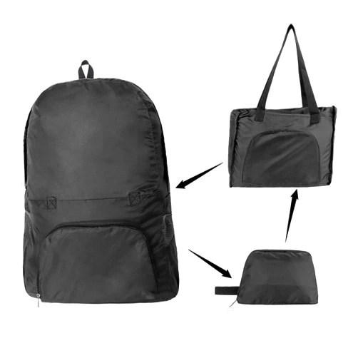 Ledander Foldable Outdoor Backpack - Lightweight Durable Travel Backpack, 2 in 1 Handbags Shoulder Bag Water Resistant Packable Backpack for Hiking Camping Beach (Black)