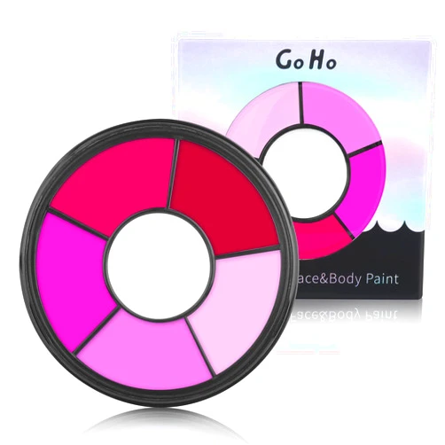 Go Ho 6 Colors Hot Pink Face Body Paint,Cream Washable Formula Face Paint for Adults Children Halloween Cosplay,Body Paint SFX Makeup Palette,Professional Face Paint Makeup