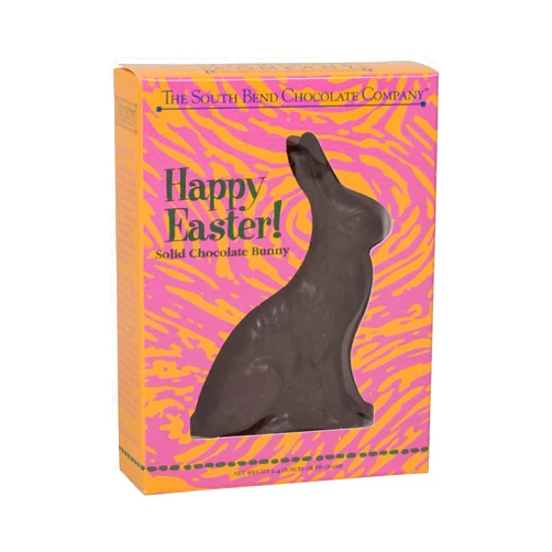 South Bend Chocolate Company Happy Easter 2.4 Ounce Solid Dark Chocolate Bunny