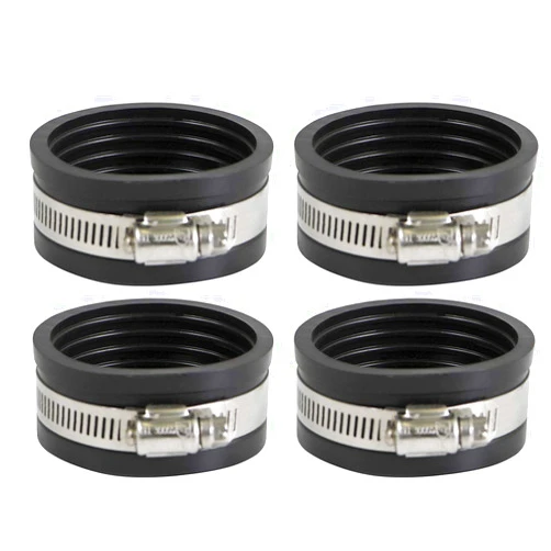Supply Giant 39334x4 Flexible Pvc Pipe Cap with Stainless Steel Clamps, 1-1/2 Inch Black (pack of 4) (39334Y6)